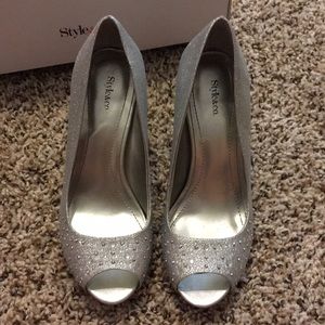 Silver sparkly heels